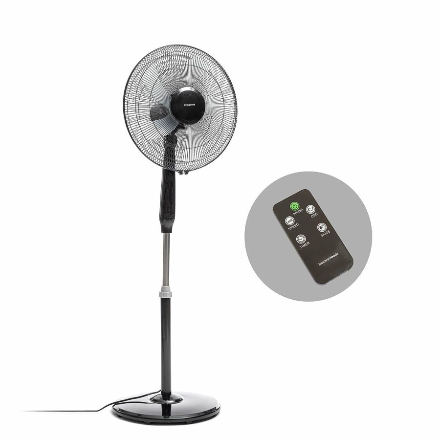 Hogar InnovaGoods | Ventilador De Pie Con Mando A Distancia Innovagoods Airstreem Negro 45 W