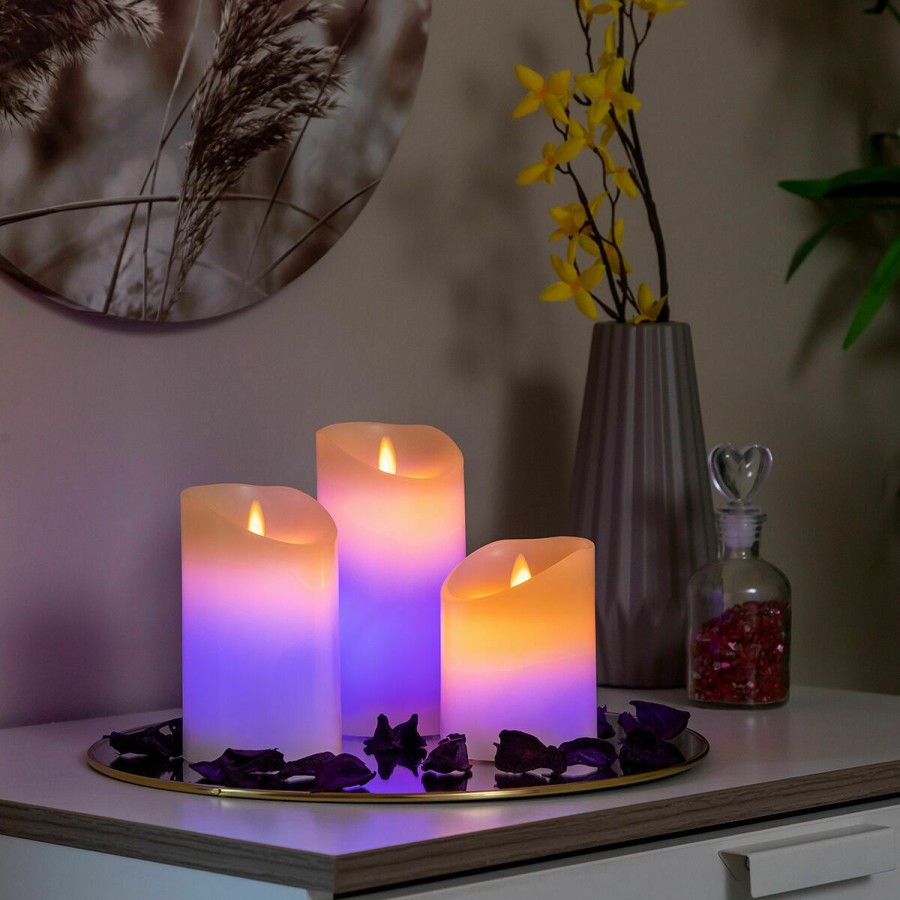 Gadget InnovaGoods | Velas Led Multicolor Efecto Llama Con Mando Lendles Innovagoods 3 Unidades