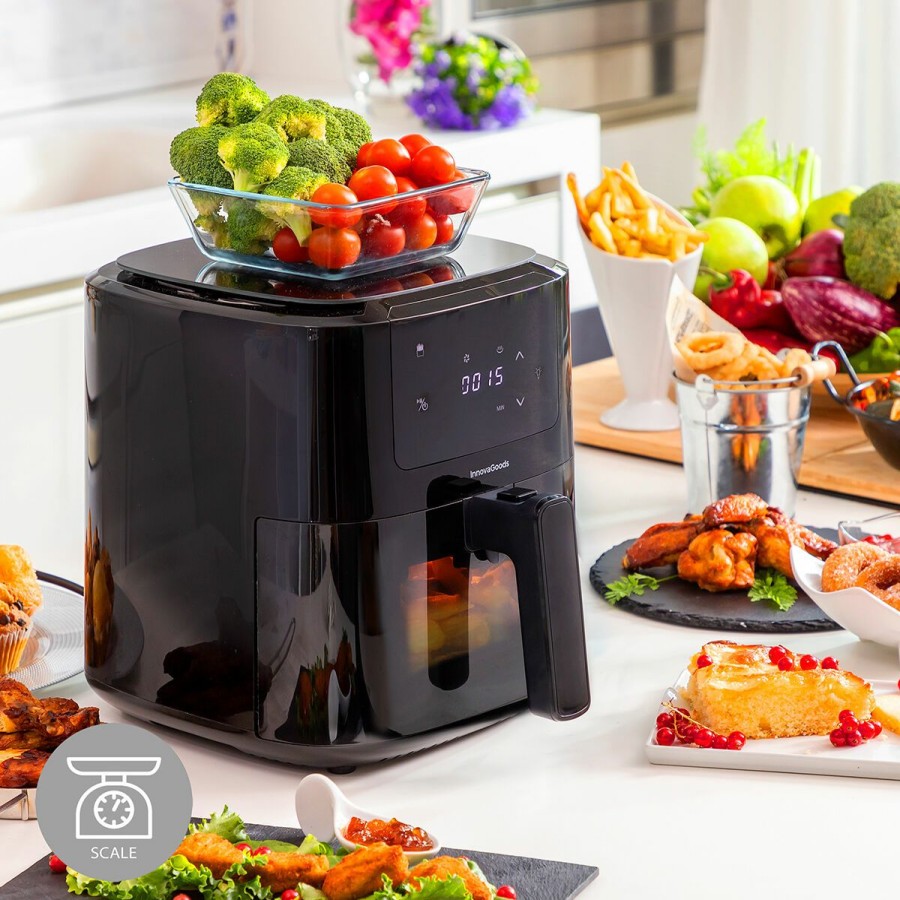 Cocina InnovaGoods | Freidora Sin Aceite Innovagoods Fryinn Balance 5000 Negro Acero Inoxidable 1500 W 5 L