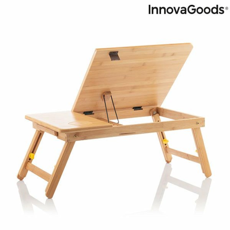 Hogar InnovaGoods | Mesa Plegable Auxiliar De Bambu Lapwood Innovagoods