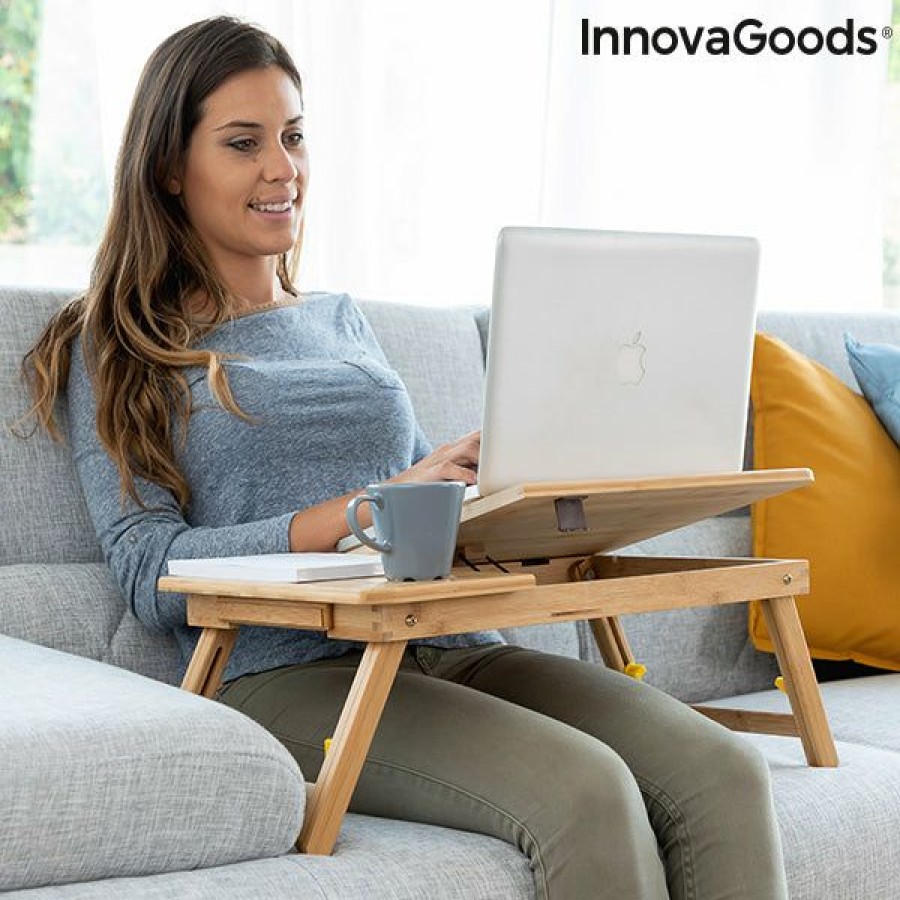 Hogar InnovaGoods | Mesa Plegable Auxiliar De Bambu Lapwood Innovagoods