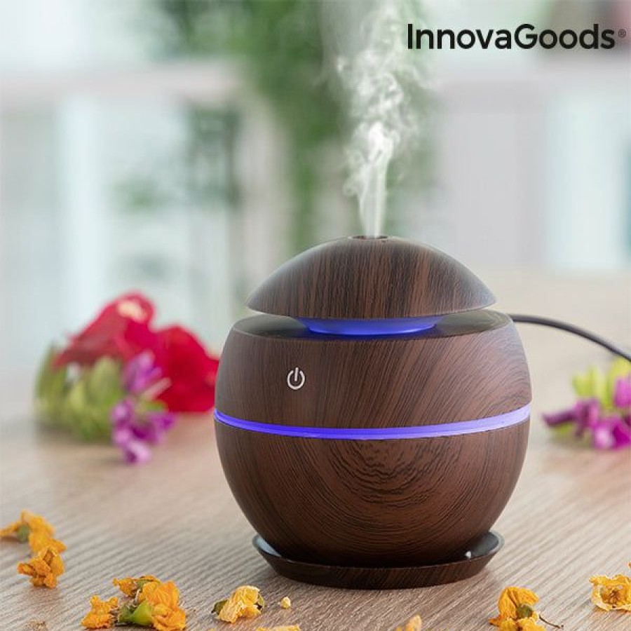 Hogar InnovaGoods | Mini Humidificador Difusor De Aromas Dark Walnut Innovagoods