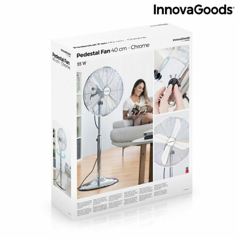 Hogar InnovaGoods | Ventilador De Pie Chrome Retro Innovagoods O 40 Cm 55W