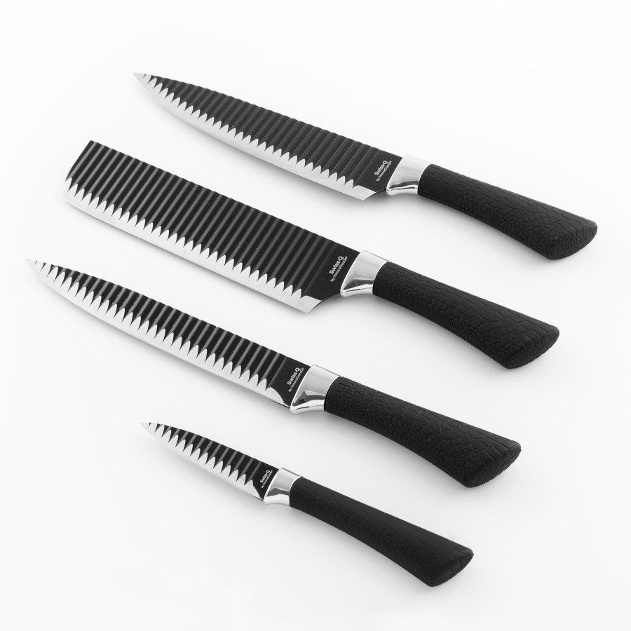 Cocina InnovaGoods | Juego De Cuchillos Namiutsu Black Shark Swiss·Q Innovagoods (4 Piezas)