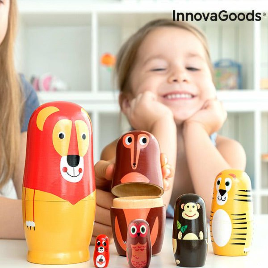 Gadget InnovaGoods | Matryoshka De Madera Con Figuras De Animales Funimals Innovagoods 11 Piezas