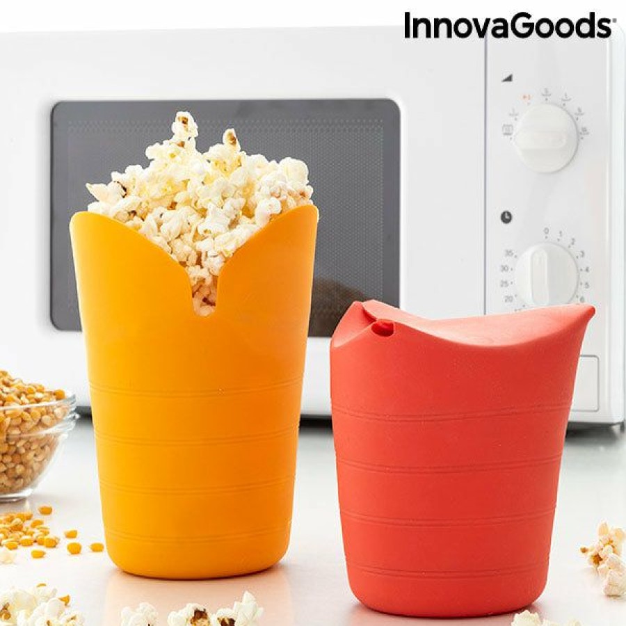 Cocina InnovaGoods | Palomiteras De Silicona Plegables Popbox Innovagoods (Pack De 2)