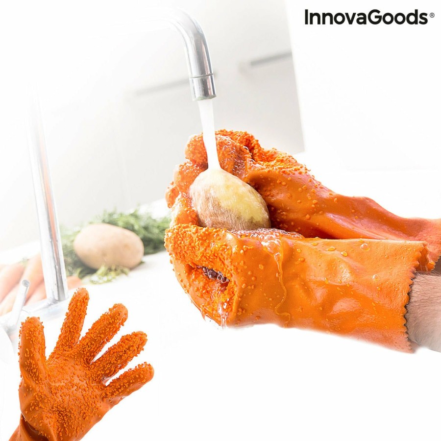 Cocina InnovaGoods | Guantes Limpiadores De Verduras Y Frutas Glinis Innovagoods