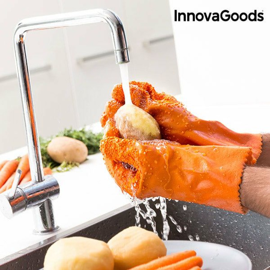 Cocina InnovaGoods | Guantes Limpiadores Peladores De Verduras Y Frutas Innovagoods