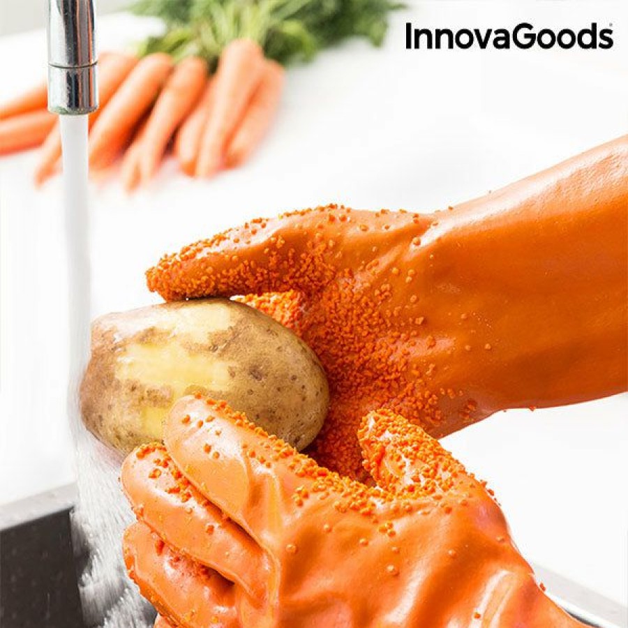 Cocina InnovaGoods | Guantes Limpiadores Peladores De Verduras Y Frutas Innovagoods