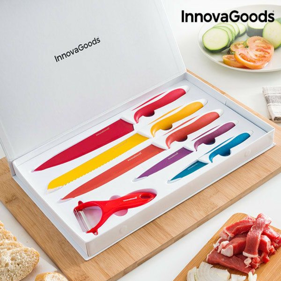 Cocina InnovaGoods | Juego De Cuchillos Ceramicos Y Pelador Innovagoods (6 Piezas)