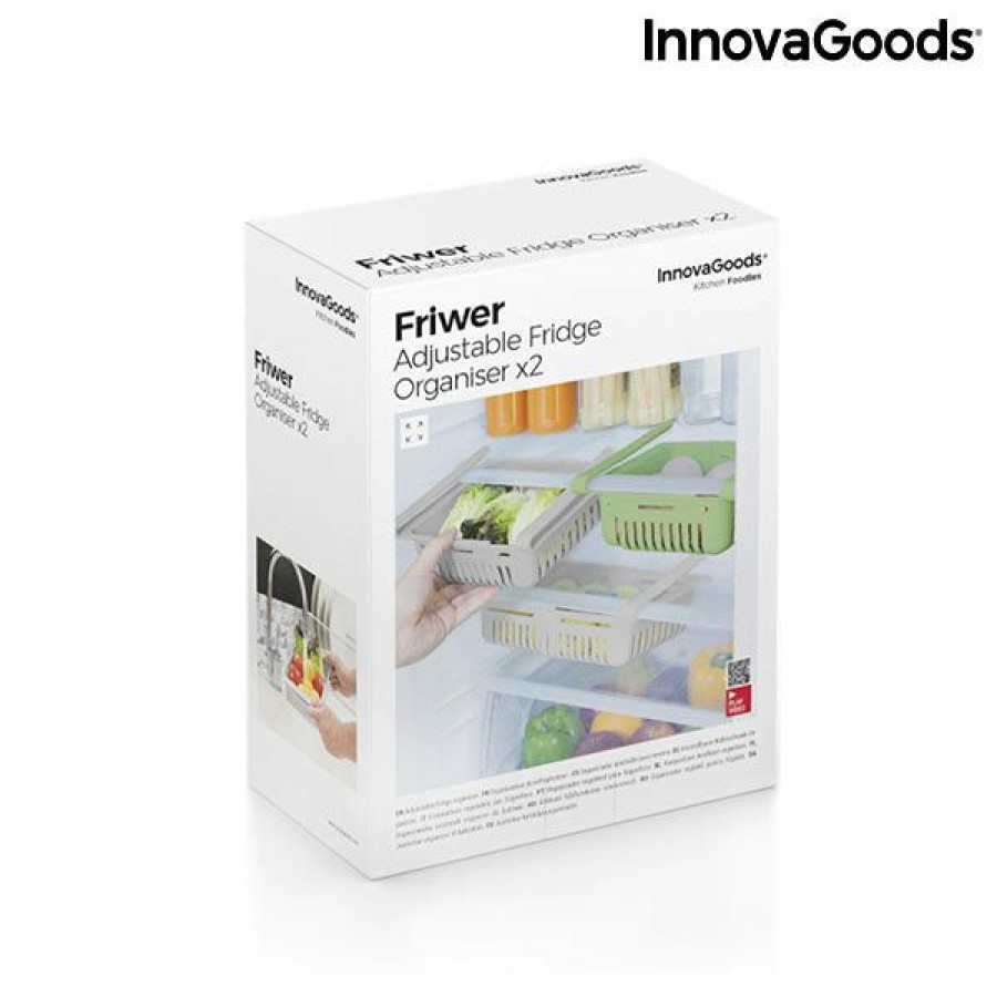 Cocina InnovaGoods | Organizador Ajustable Para Nevera Friwer Innovagoods (Pack De 2)