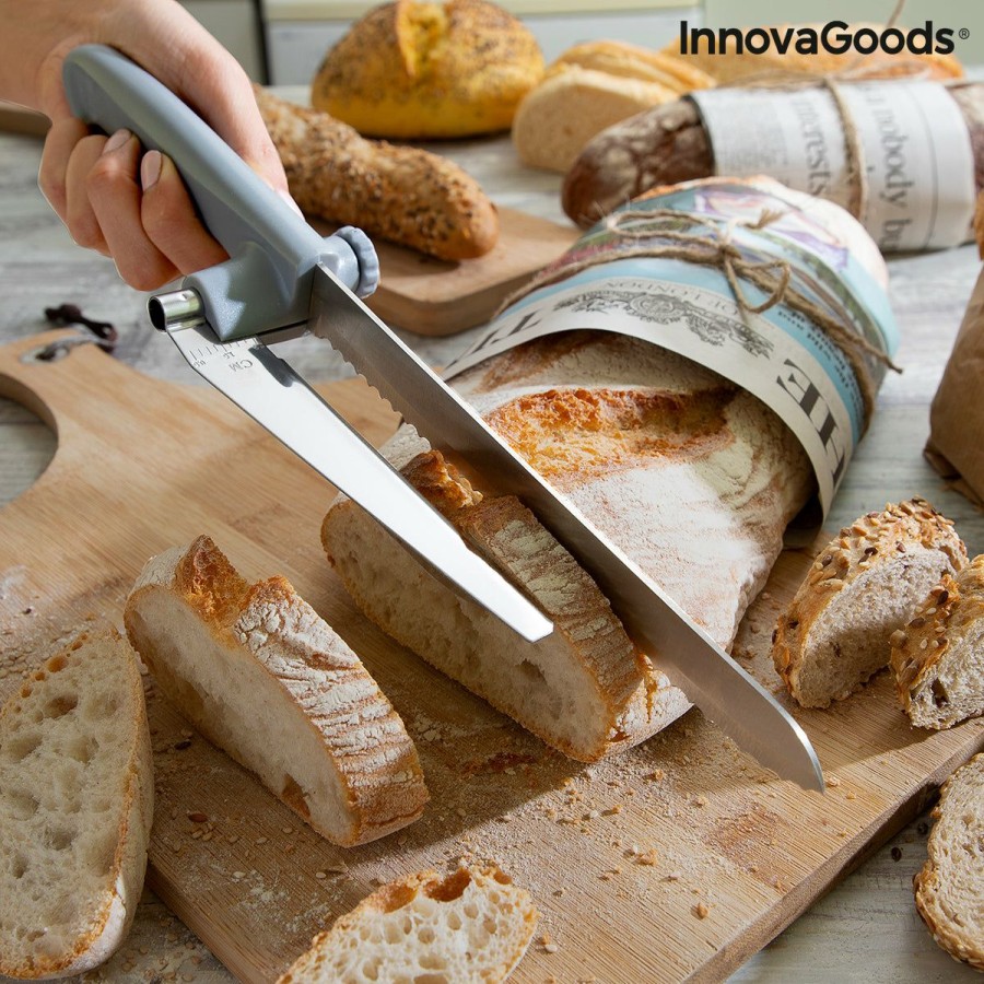 Cocina InnovaGoods | Cuchillo De Pan Con Guia De Corte Regulable Kutway Innovagoods