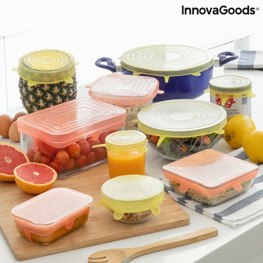 Cocina InnovaGoods | Set De 10 Tapas De Cocina Reutilizables Y Ajustables Lilyd Innovagoods