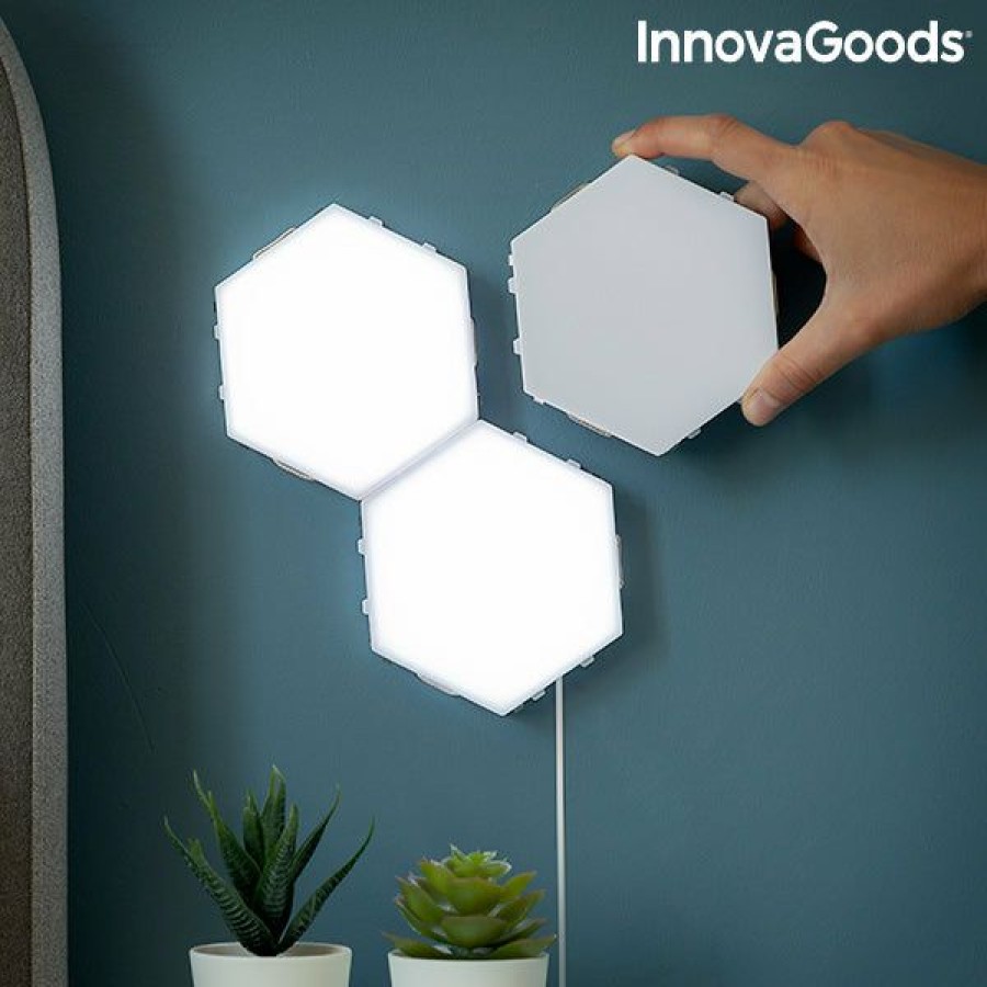 Gadget InnovaGoods | Set De Paneles Led Modulares Magneticos Y Tactiles Tilight Innovagoods (Pack De 3)